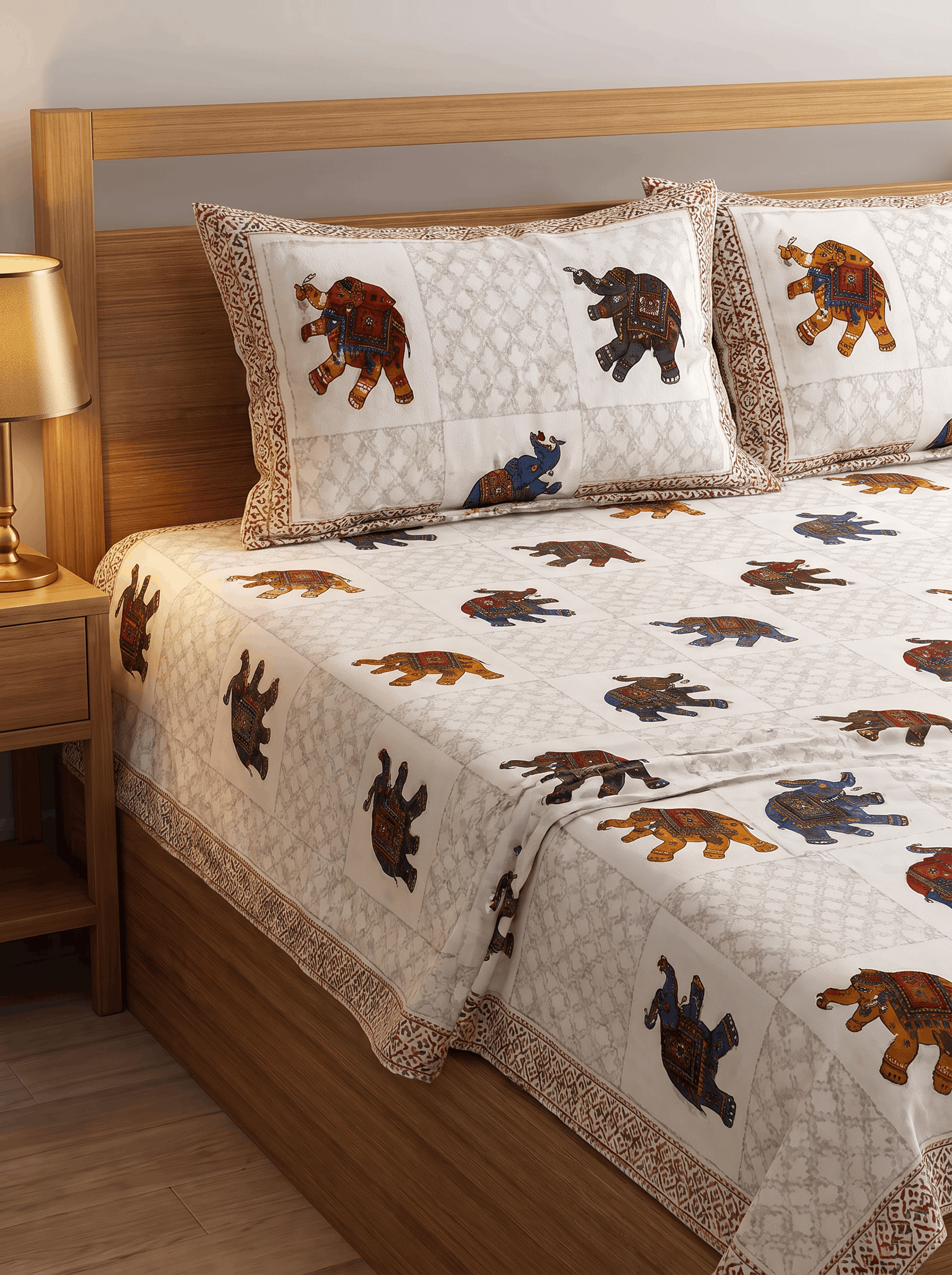 Royale Elephant Jaipur Cotton Bedsheet R & B Size-93x108