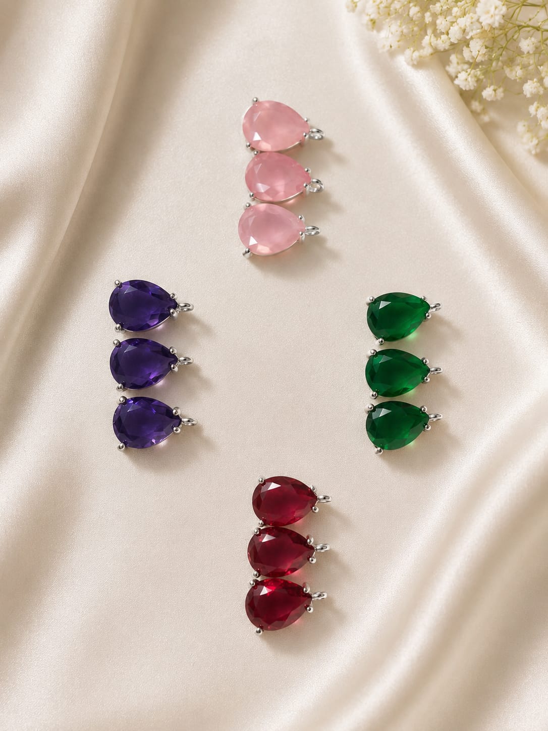Interchangeable Pendant American Diamond Necklace With Earrings .