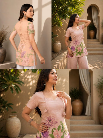 Ananya Peach Tunic Top