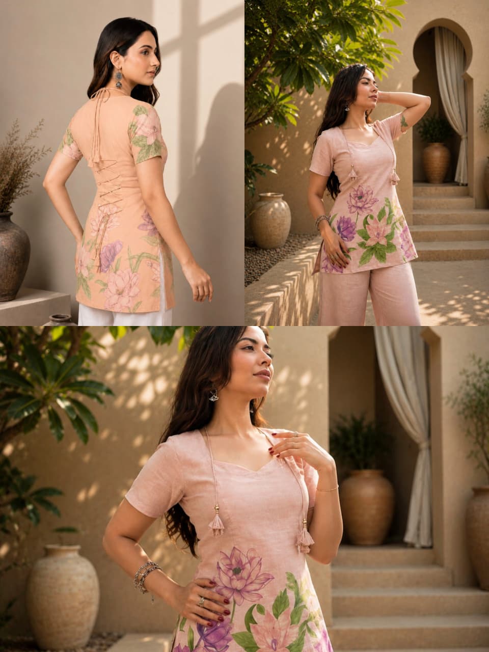 Ananya Peach Tunic Top