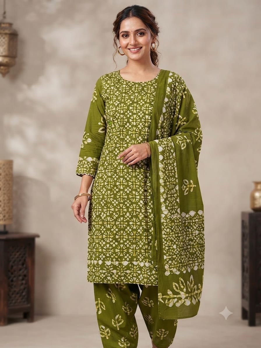 KAVYA BATIK PRINT COTTON UNSTITCHED DRESS MATERIAL