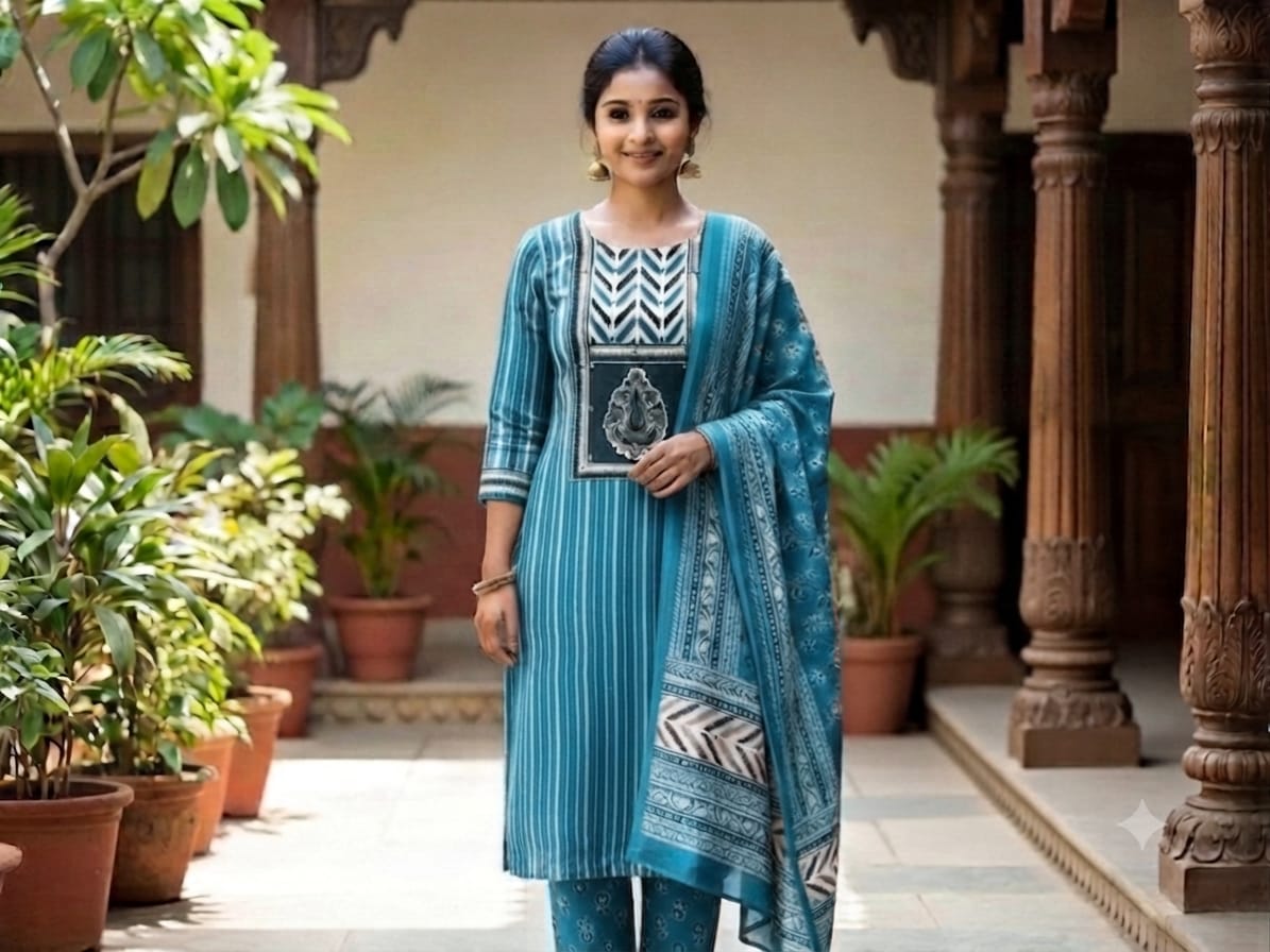 BLUE MALHAR COTTON UNSTITCHED SUITS