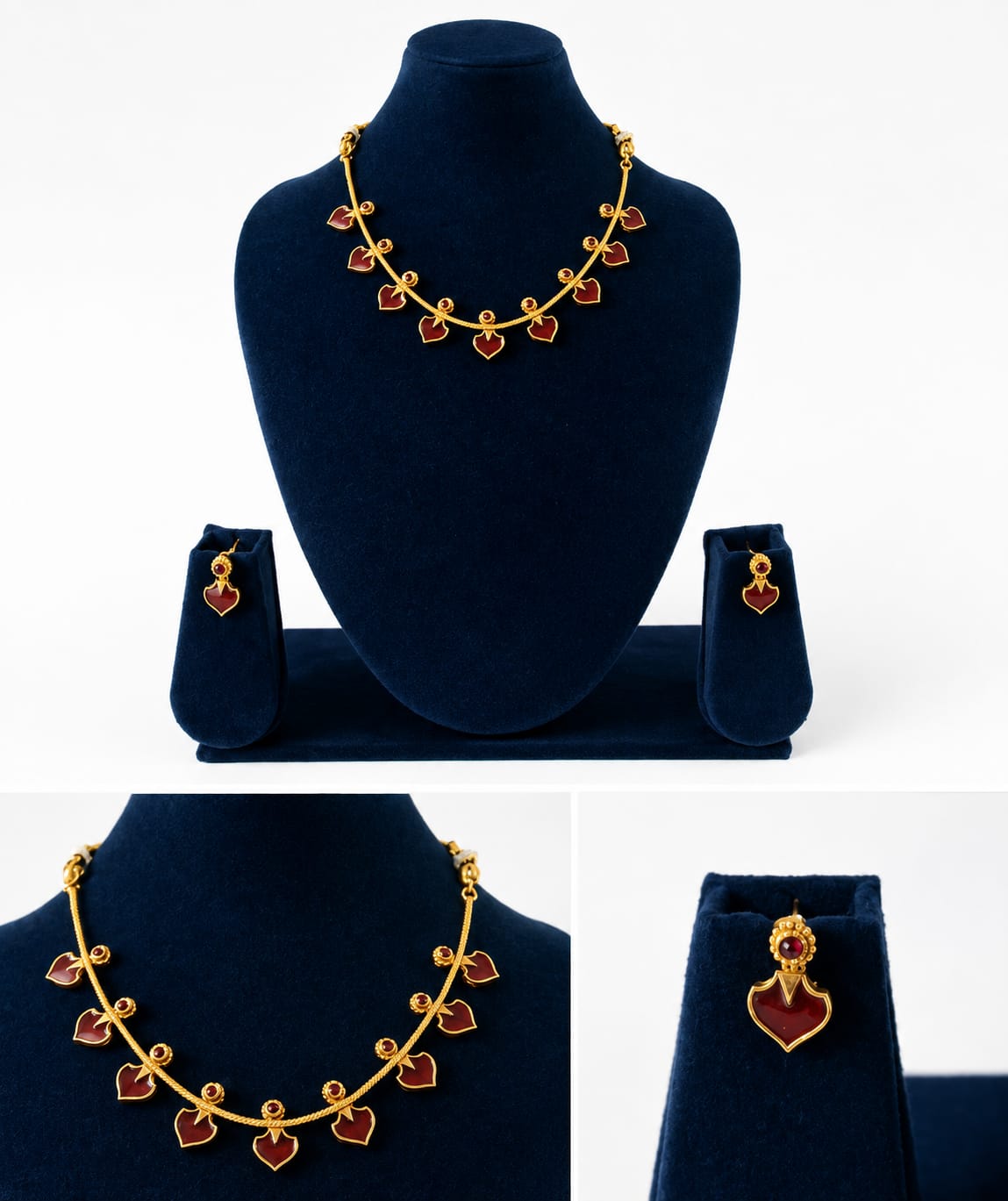 RED NAGAPADA NECKLACE WITH EARRINGS