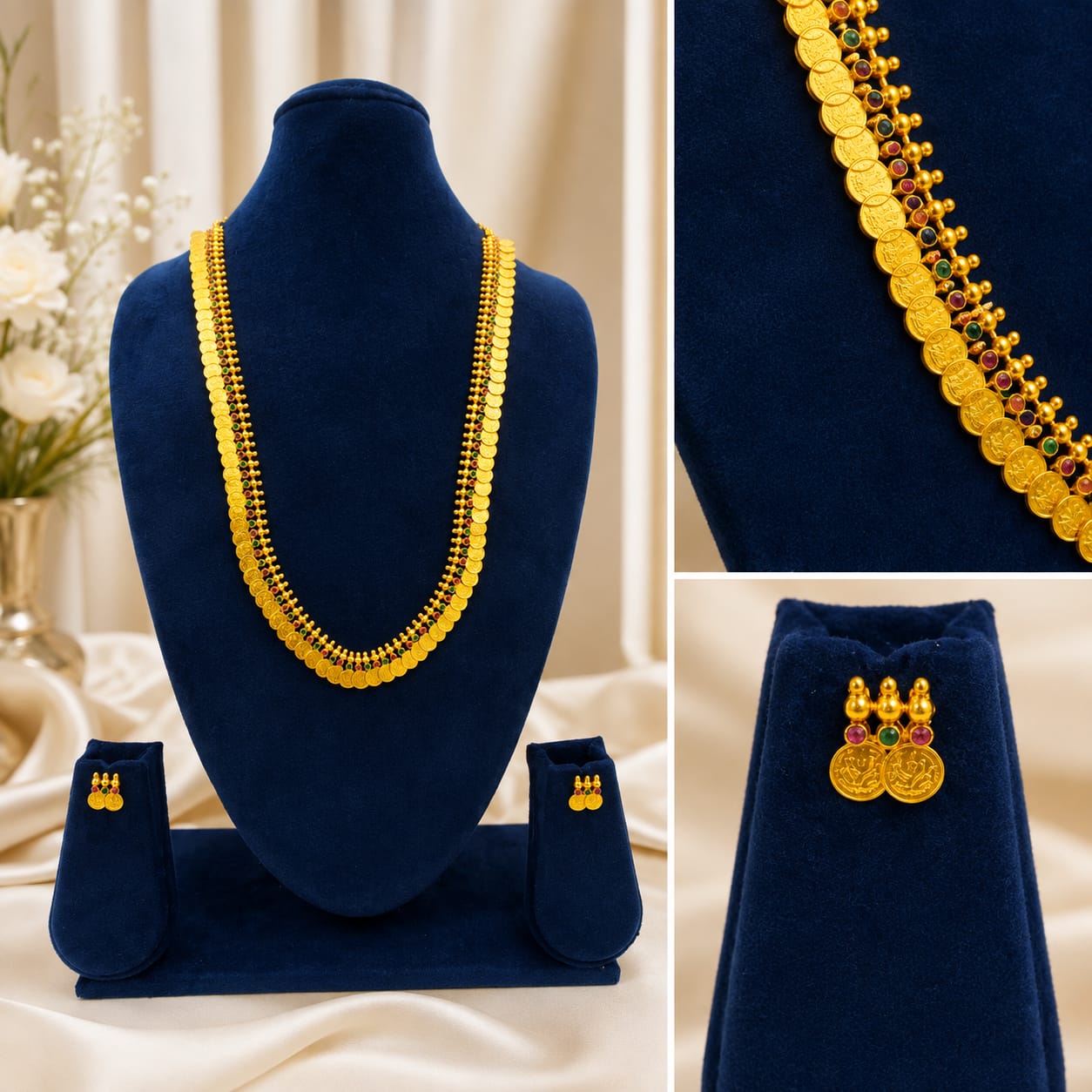KASHI MALA WITH MULTISTONE  WITH EARRINGS