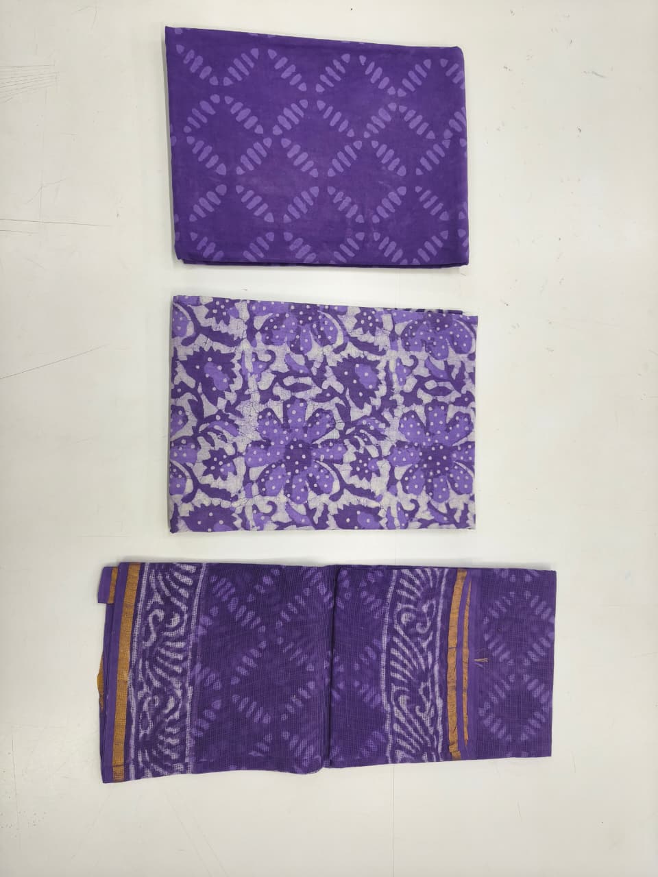 PURPLE CHARM UNSTITCHED COTTON DRESS MATERIAL WITH KOTA DORIYA SHAWL
