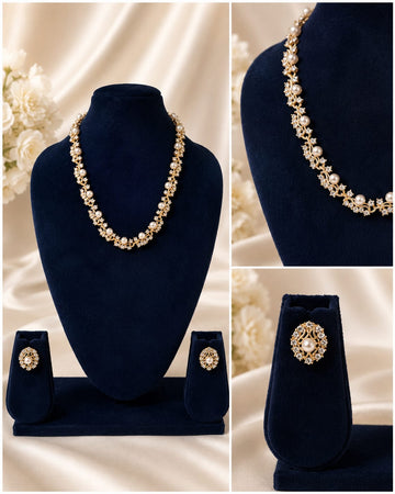 Pearl Necklace Set With Earrings