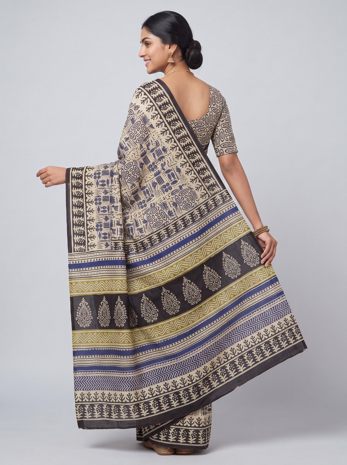 Indigo Animal Kingdom  Mul Cotton Saree