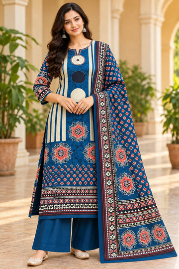 RANGOLI INDIGO COTTON CHURIDAR SET