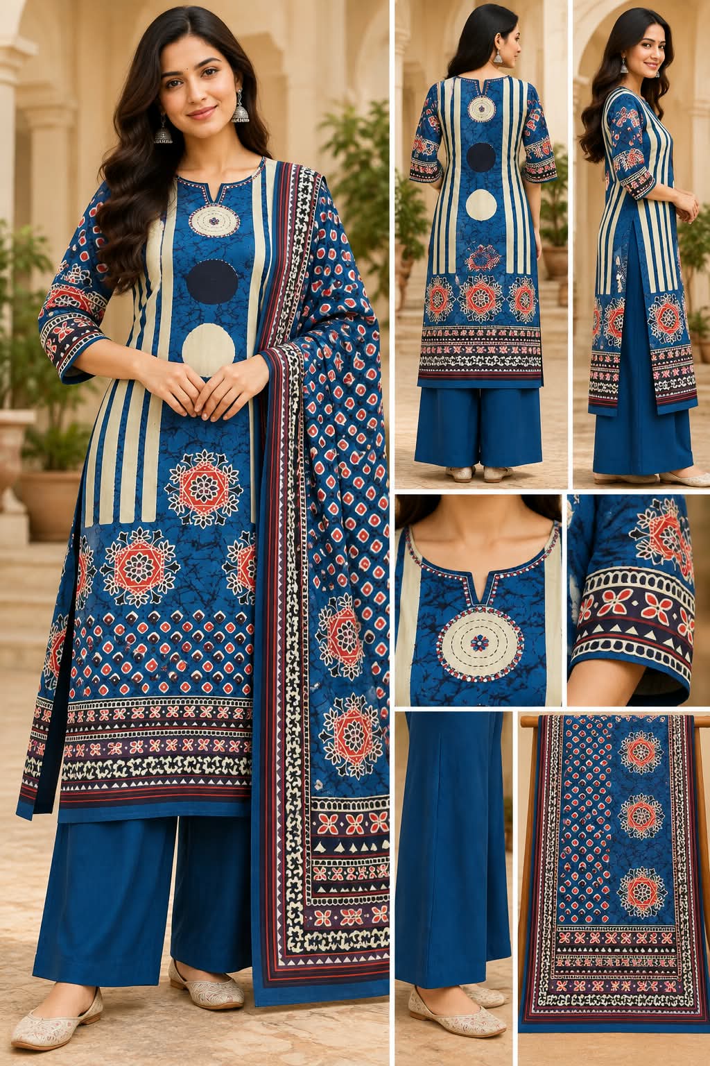 RANGOLI INDIGO COTTON CHURIDAR SET