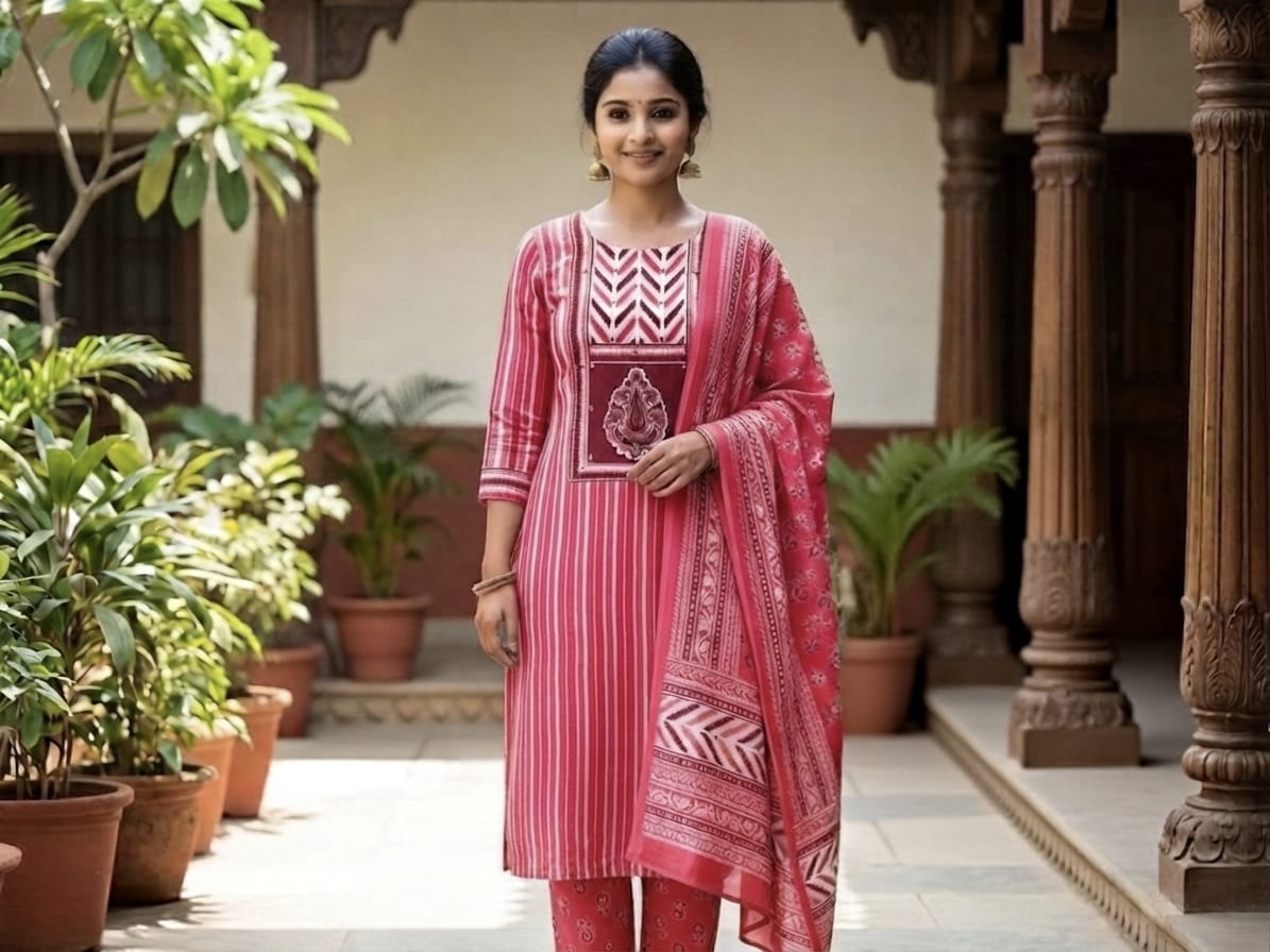 PINK MALHAR COTTON UNSTITCHED SUITS