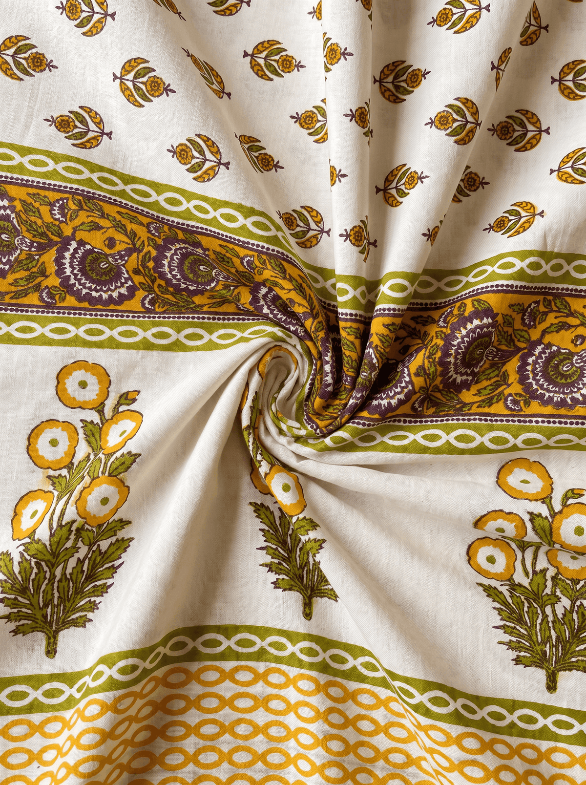 Yellow Floral Jaipur Cotton Bedsheet With 2 Pillow Covers Size-93x108 Inch