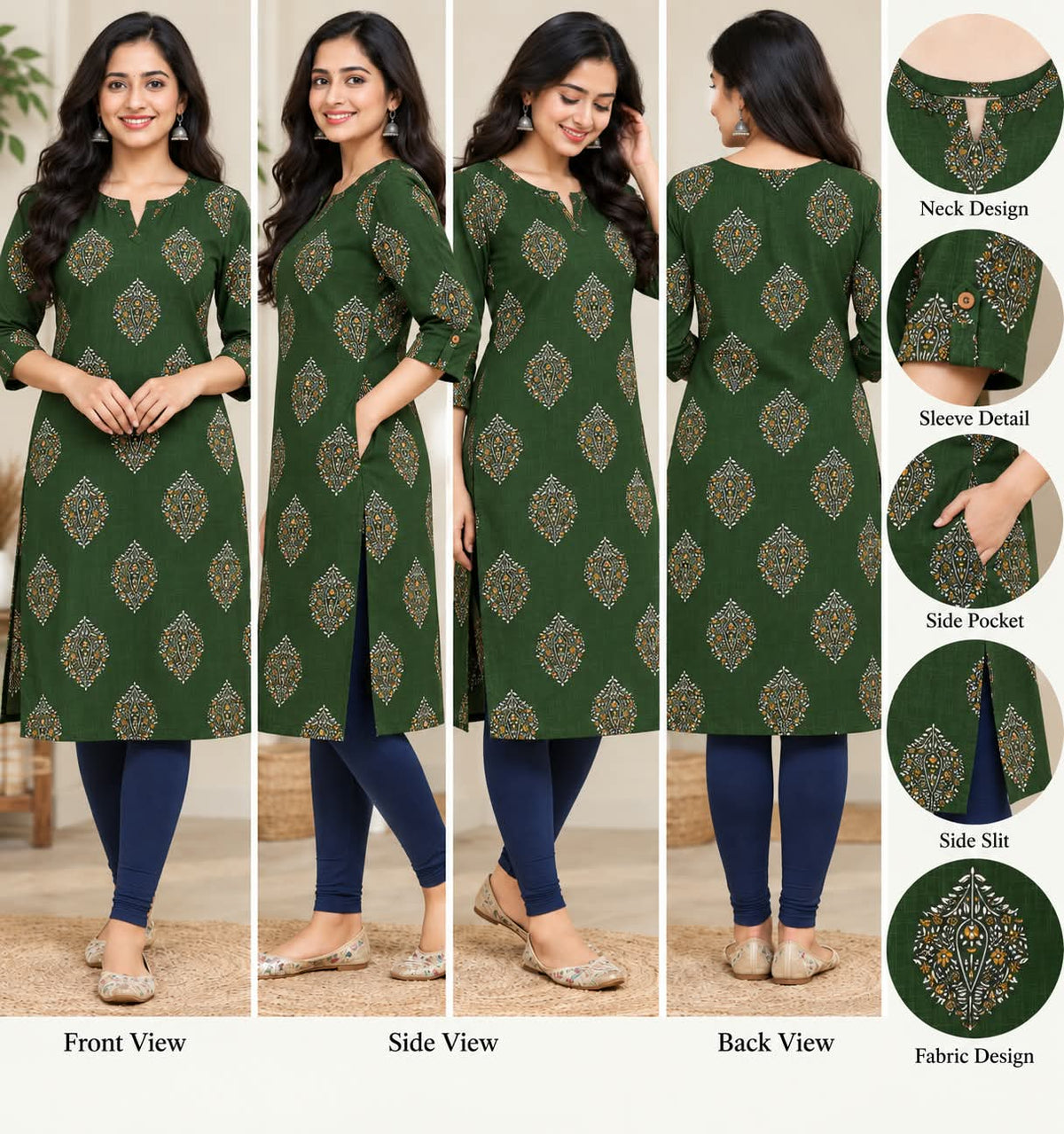 ANVITA BOTTLE GREEN KURTA