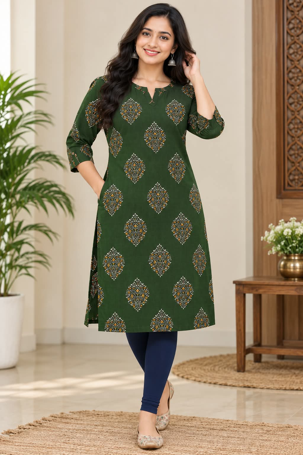 ANVITA BOTTLE GREEN KURTA
